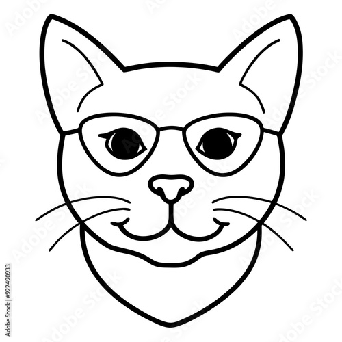 Cat head line art vector illustration