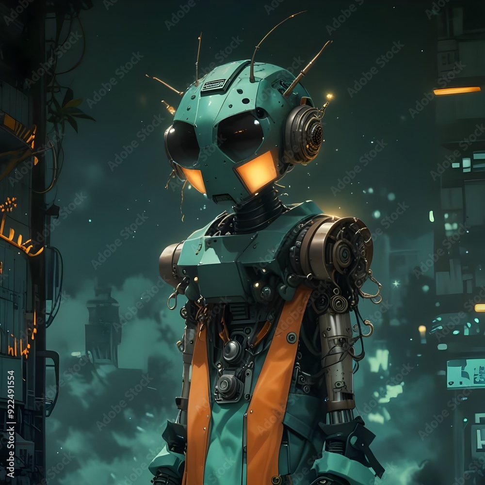 color drawing of a robot in the city color drawing of a robot in the city
