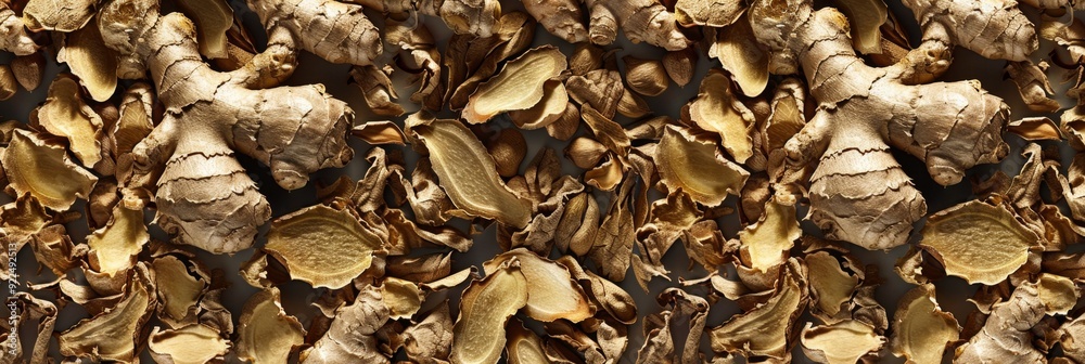 Ginger root texture background, dry zingiber officinale pattern, turmeric mockup, dry spice seasoning Ginger root texture background, dry zingiber officinale pattern, turmeric mockup, dry spice seasoning