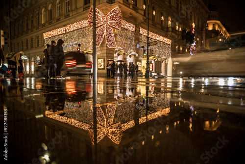Photography Christmas season in vienna as christmas lights light up the beautiful city