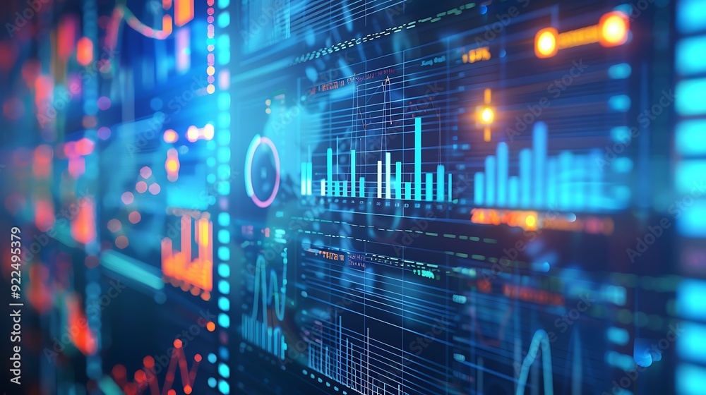 Abstract Data Visualization with Blue and Red Charts Abstract Data Visualization with Blue and Red Charts