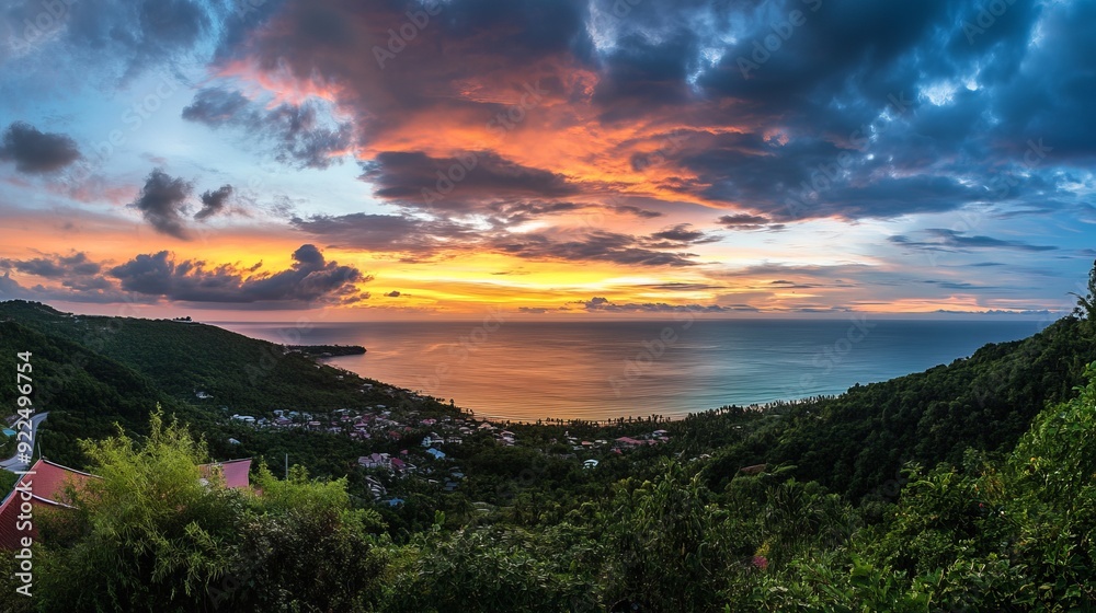Tropical Sunset Overlooking the Ocean Tropical Sunset Overlooking the Ocean