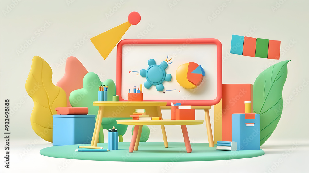 3D Flat Icon of Educator with Online Class and Whiteboard Concept on Whimsical Background Educational and Interactive Learning Symbol in Online Meetings Isolated White Backgrou 3D Flat Icon of Educator with Online Class and Whiteboard Concept on Whimsical Background Educational and Interactive Learning Symbol in Online Meetings Isolated White Backgrou