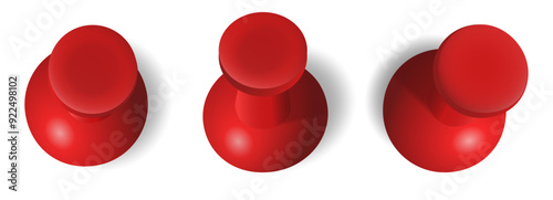 flat red colored pin realistic sharp for pinning board or corkboard