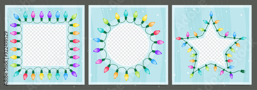 Retro Frames with Rainbow Christmas Lights