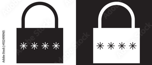 Security password icon. password protection icon on a white and black background. vector illustration.