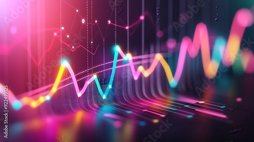 Abstract Neon Light Lines and Graphs.