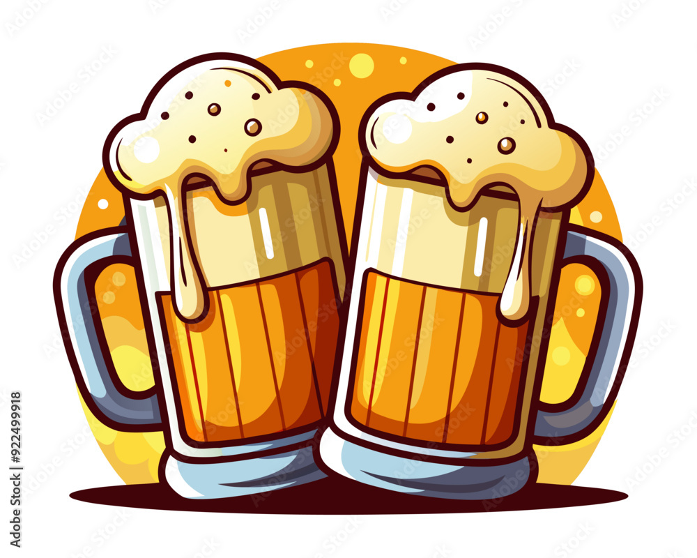 two mugs of beer. Drinks with a lot of foam. two mugs of beer. Drinks with a lot of foam.