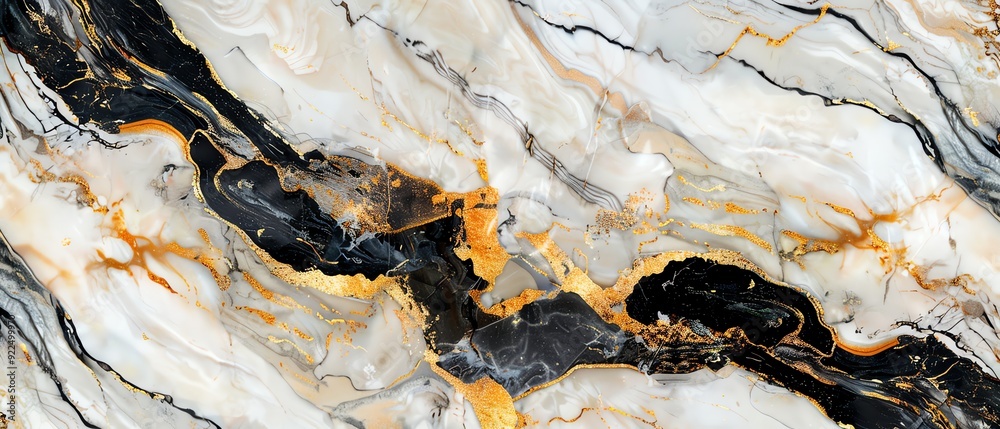 Abstract marble texture with vibrant black, white, and gold swirls, perfect for backgrounds or design elements. Abstract marble texture with vibrant black, white, and gold swirls, perfect for backgrounds or design elements.