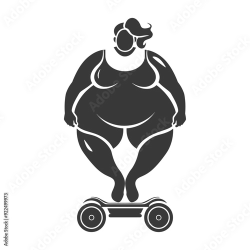 Overweight woman riding a hoverboard