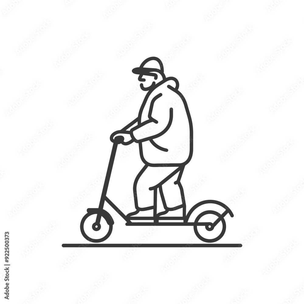 Man in a jacket riding a scooter Man in a jacket riding a scooter