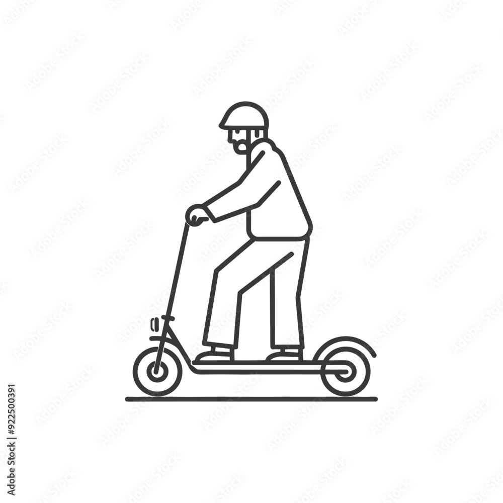 Man in Helmet Riding an Electric Scooter Man in Helmet Riding an Electric Scooter