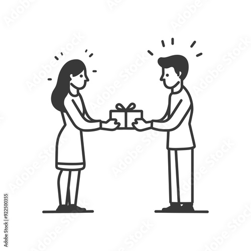 Man giving a gift to a woman with a surprised expression