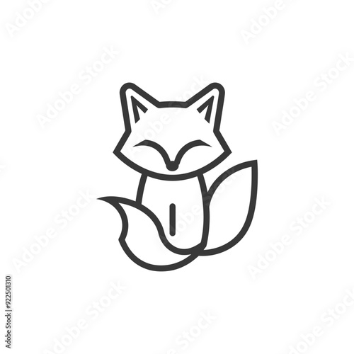 Outline Illustration of a Sitting Fox