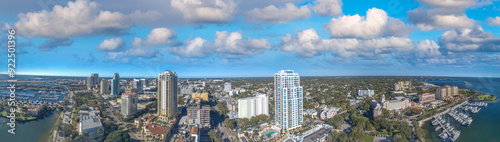 St Petersburg, Florida - Panoramic aerial view of cityscape at sunset