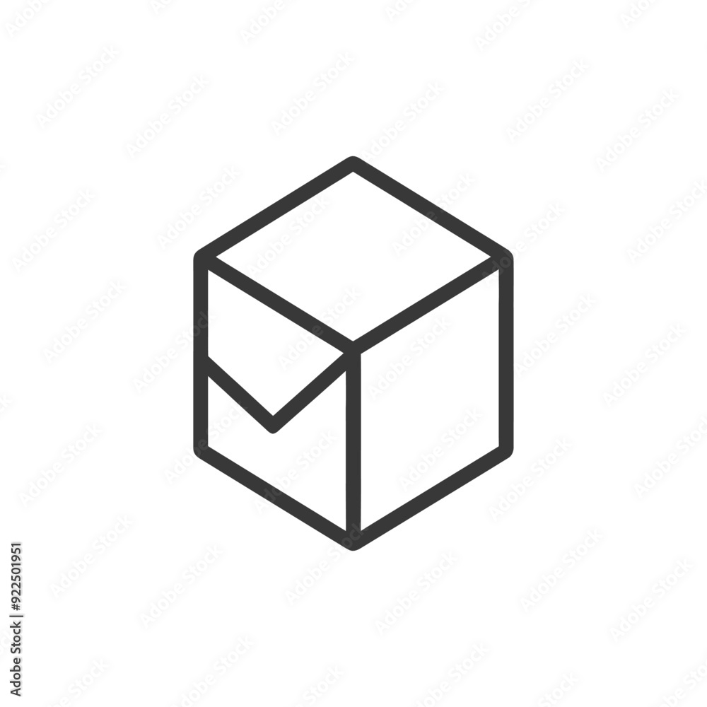Outline of a three dimensional box with one side open Outline of a three dimensional box with one side open