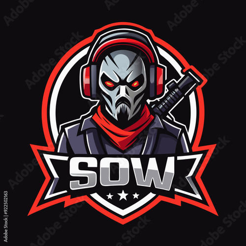 logo para streamer con las letras sow call vector illustration