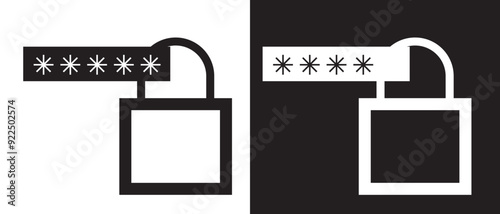 Security password icon. password protection icon on a white and black background. vector illustration.