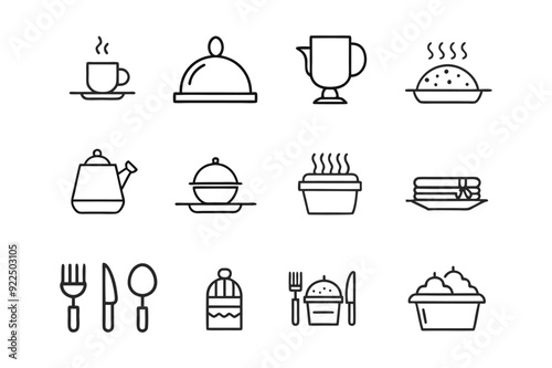 Thin line catering logo icon set in vector art for clean and professional design.