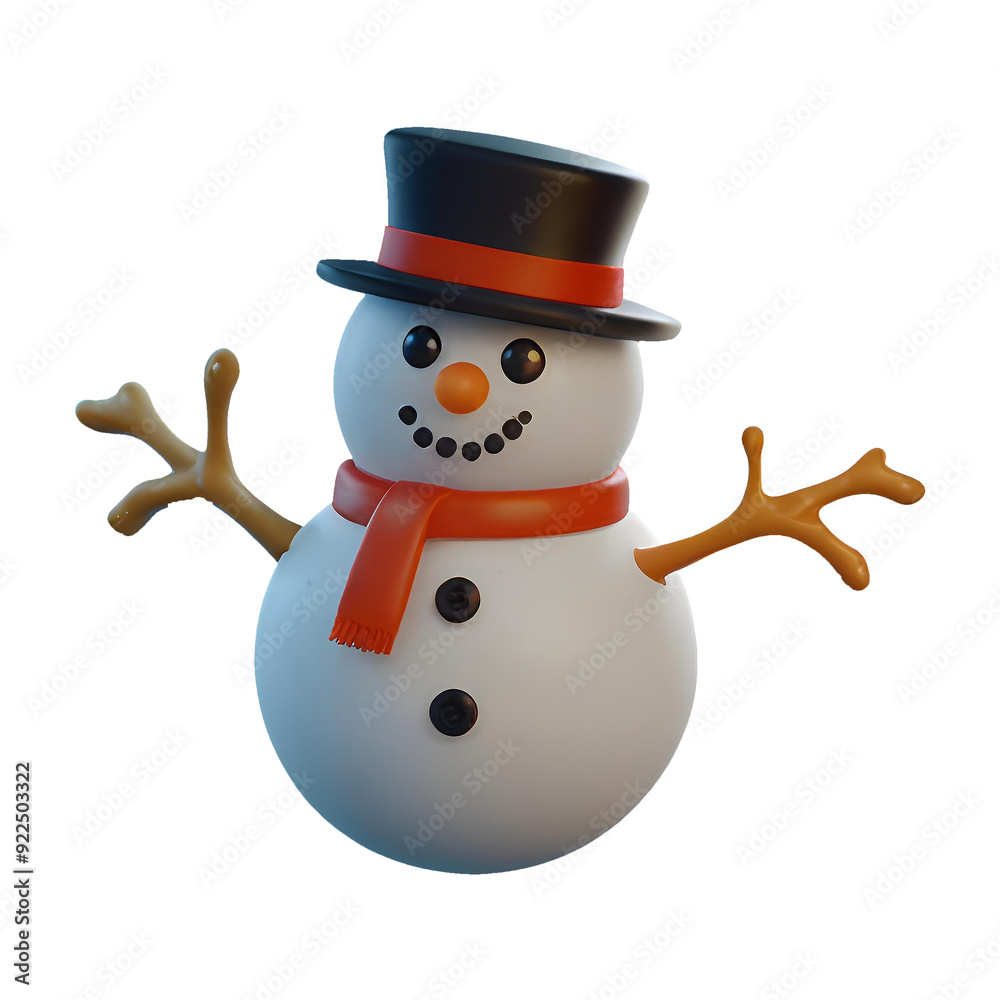 A chibi 3D Snowman with a large head, big eyes, wearing a Christmas-themed hat and scarf, with a carrot nose and coal buttons. The background is transparent. A chibi 3D Snowman with a large head, big eyes, wearing a Christmas-themed hat and scarf, with a carrot nose and coal buttons. The background is transparent.
