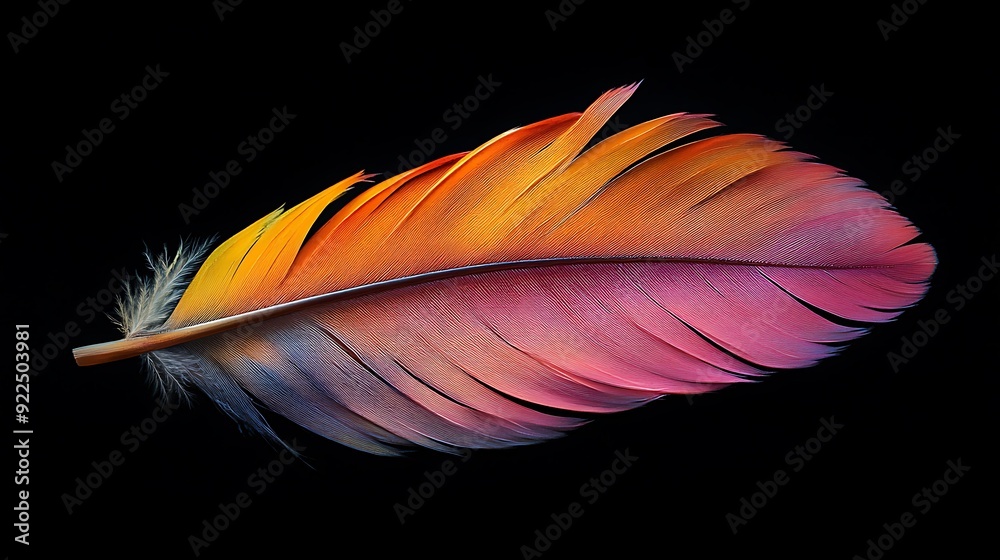 Close-up of a Single Brightly Colored Bird Feather