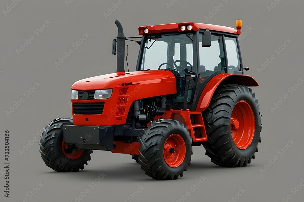 A contemporary red tractor with clear background A contemporary red tractor with clear background
