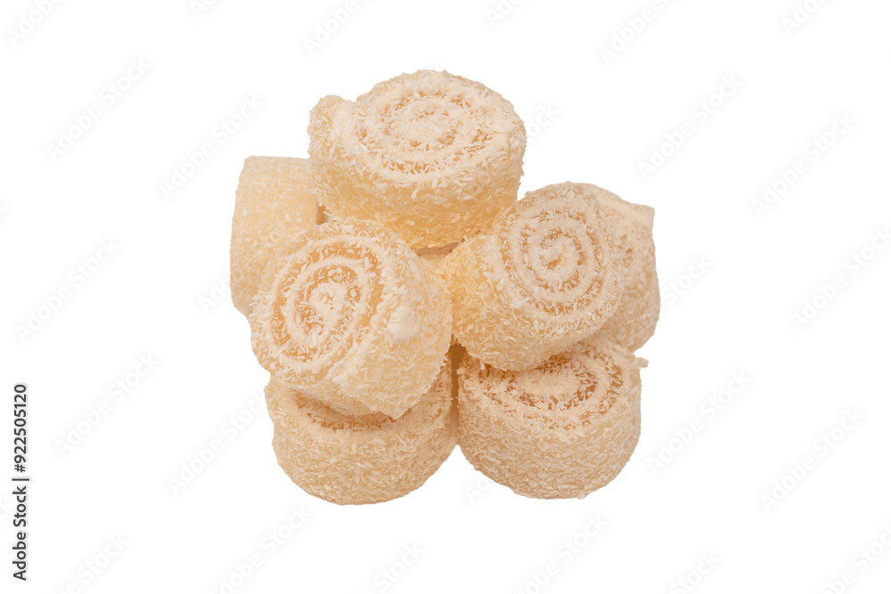 Coconut candy roll isolated on a white background. Coconut candy roll isolated on a white background.