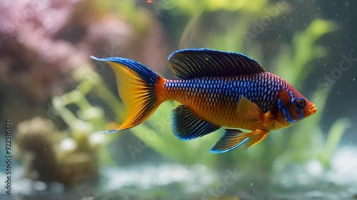 ornamental fish in the aquarium with beautiful colors