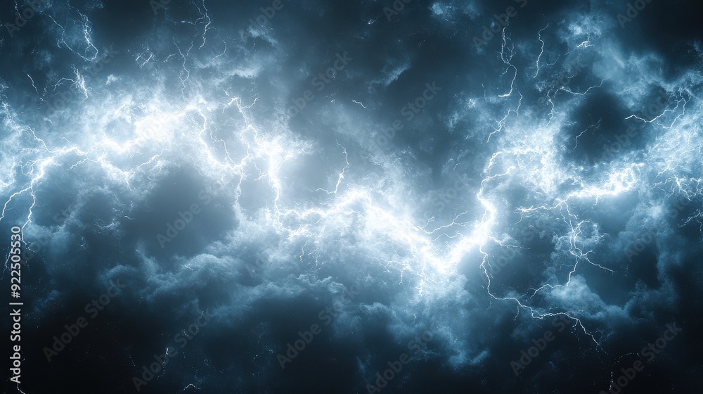 Obraz premium Enchanted lightning storm with detailed lightning strikes, mystical glow,