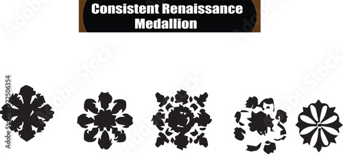 Consistent Renaissance Medallion Black Silhouette Design Elements