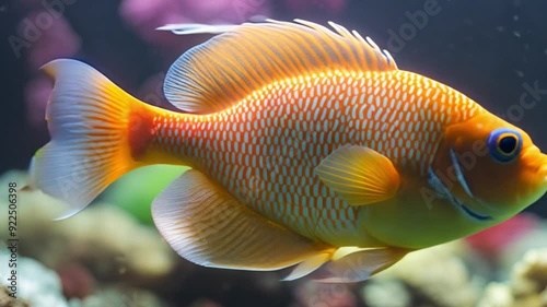 ornamental fish in the aquarium with beautiful colors