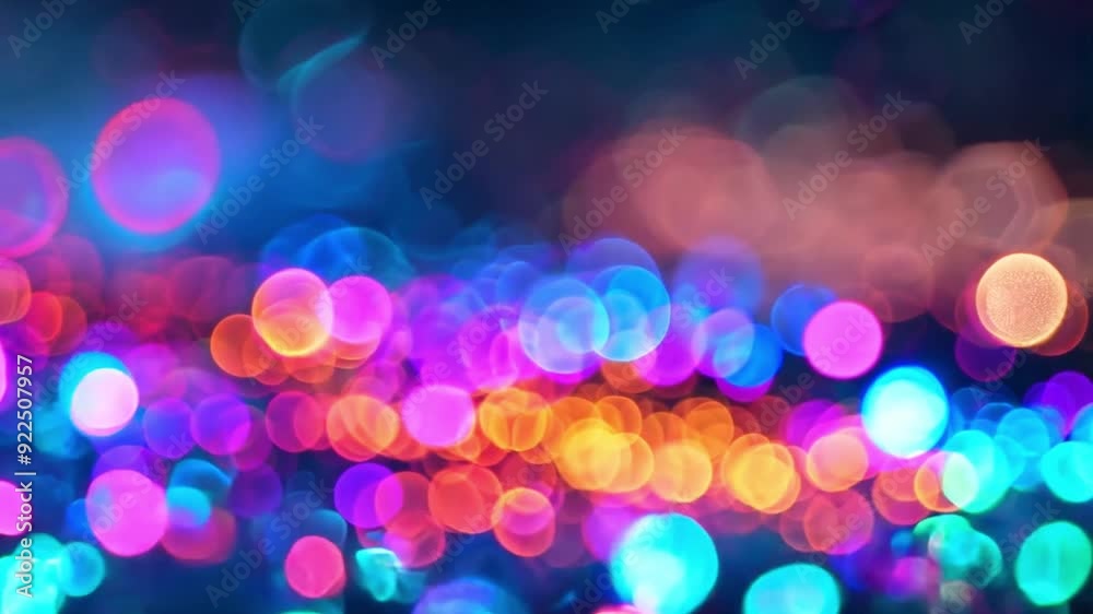 A dazzling array of colorful lights forms a beautiful blurred bokeh effect, enhancing the festive ambiance