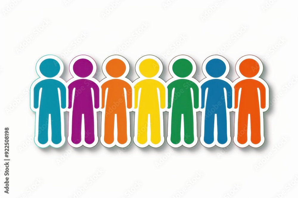 icon of a group of people, vector illustration with simple shapes, colorful on a white background, in a sticker style Generative AI icon of a group of people, vector illustration with simple shapes, colorful on a white background, in a sticker style Generative AI
