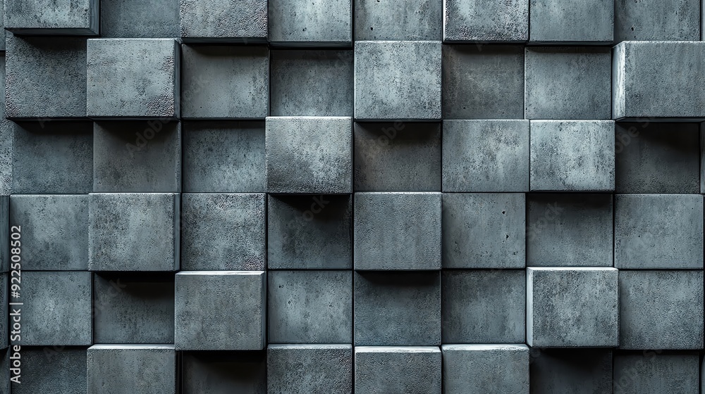 A textured concrete wall featuring a modern cube pattern, perfect for backgrounds and industrial designs. A textured concrete wall featuring a modern cube pattern, perfect for backgrounds and industrial designs.
