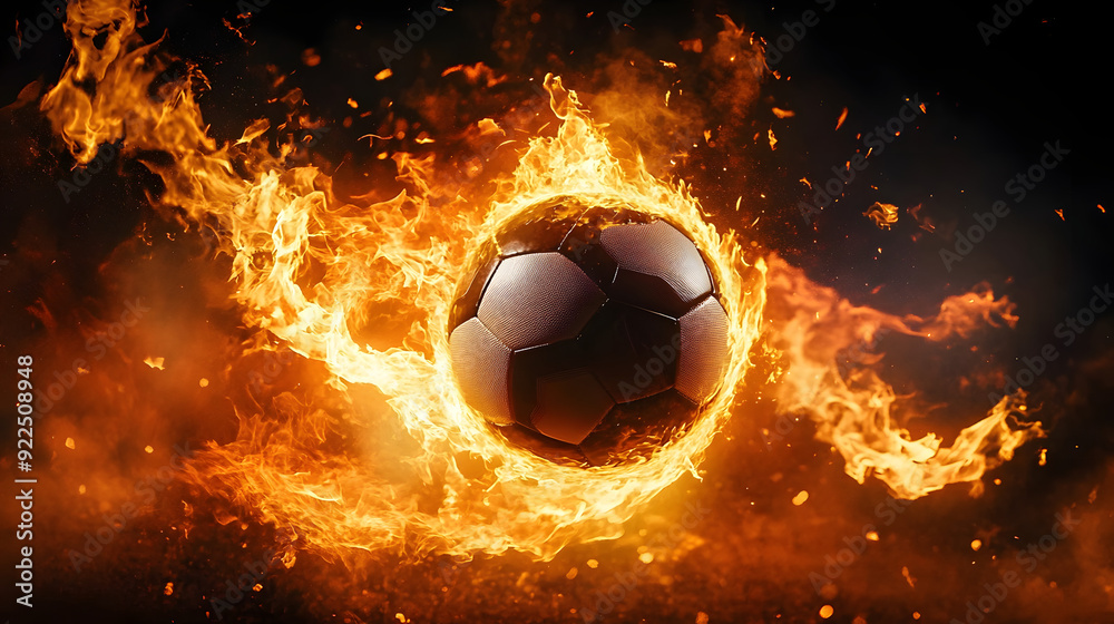 Fototapeta premium energy football on fire