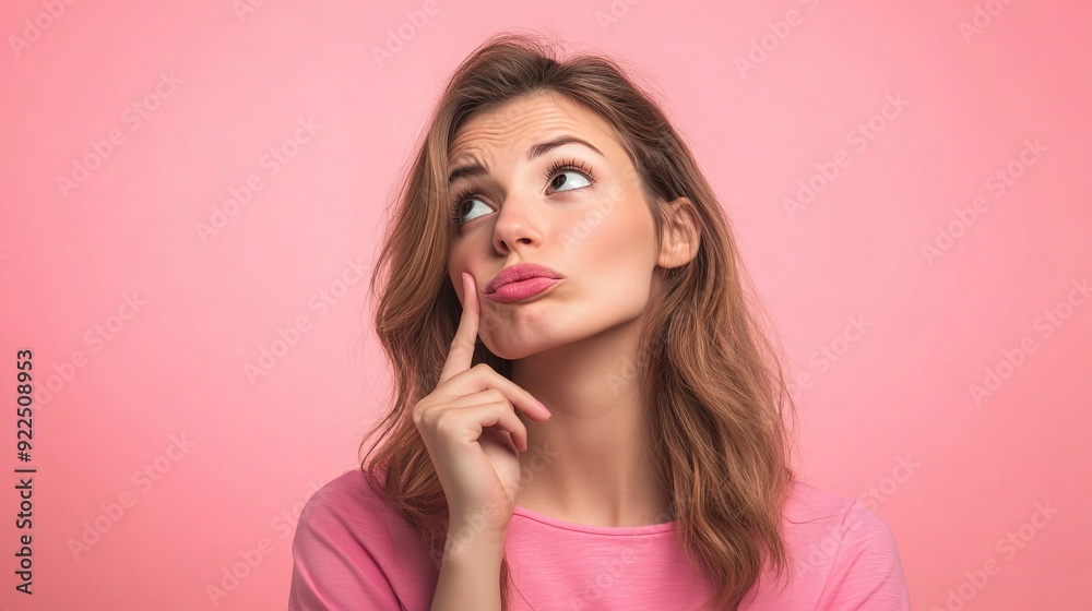 Thoughtful Woman in Pink Thoughtful Woman in Pink