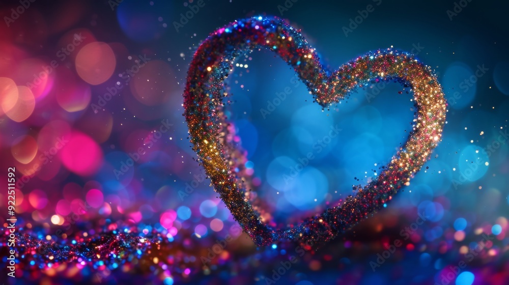 Featuring a heart shape made of mixed glitter colors Featuring a heart shape made of mixed glitter colors