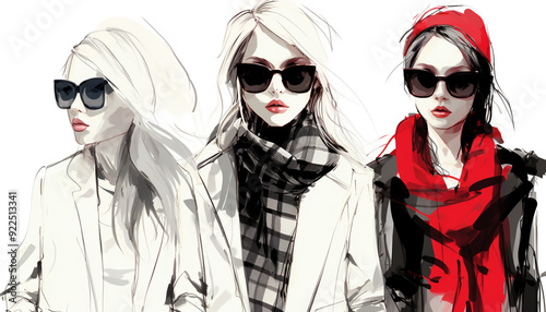 Sketch Fashion Girls on a white background