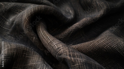 Dark linen fabric, showcasing its rich texture and deep color