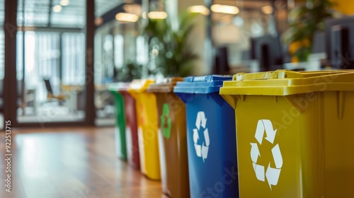 Recycling bins in an office setting