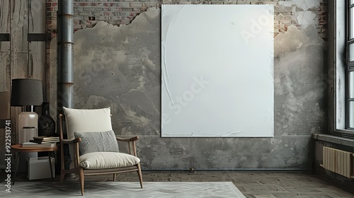 A Cozy Reading Nook with a Blank Canvas and a Rustic Industrial Vibe