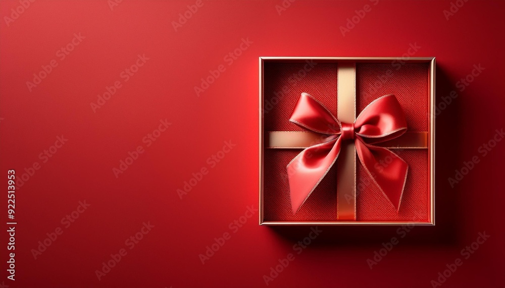 red gift box isolated on red background, Christmas gift box red gift box isolated on red background, Christmas gift box
