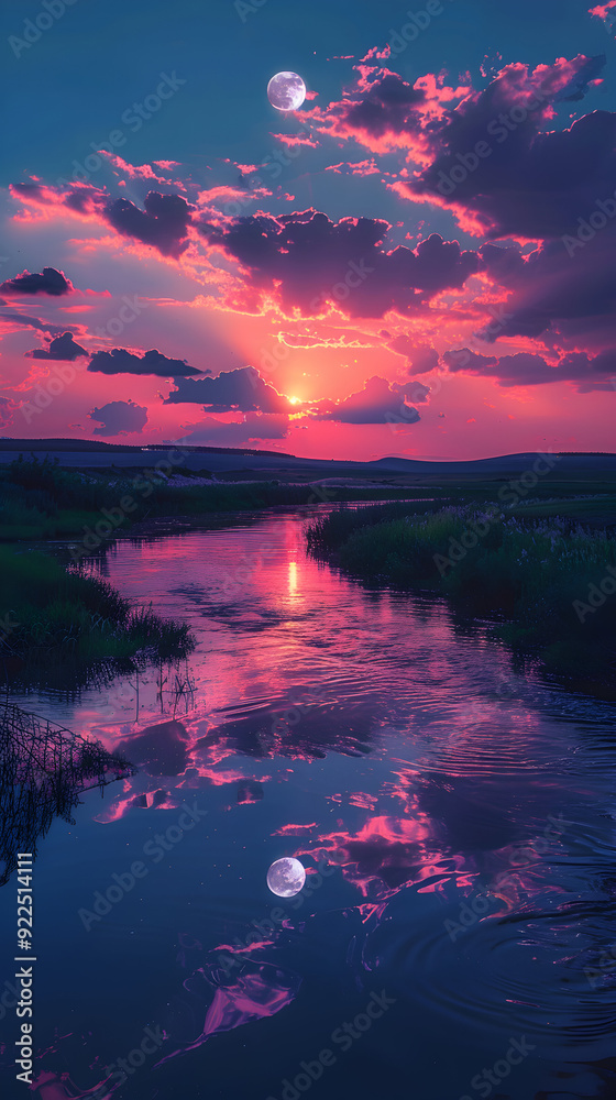 Dawn and Night River Timelapse: Serene Photo Realistic Background Ideal for Text or Graphics in Motion Concept Dawn and Night River Timelapse: Serene Photo Realistic Background Ideal for Text or Graphics in Motion Concept