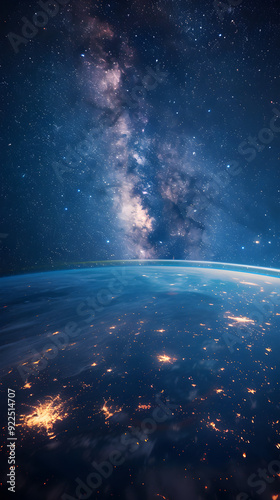 Contrast of Earth Daybreak and Space Midnight: A Photo Realistic Vision for Earth Day and Night Concept in Dreamy Background