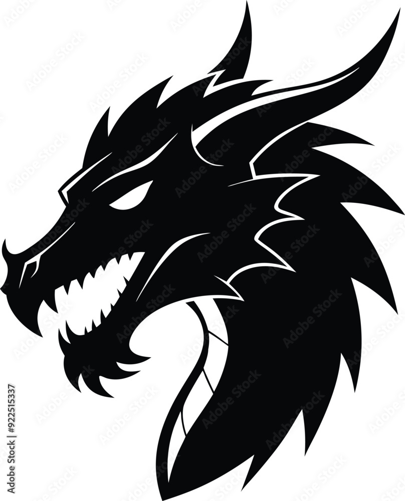 dragon silhouette vector illustration 