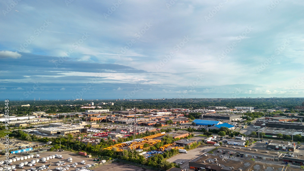 Obraz premium Aerial view of Mississauga skyline on a beautiful summer day, Ontario - Canada