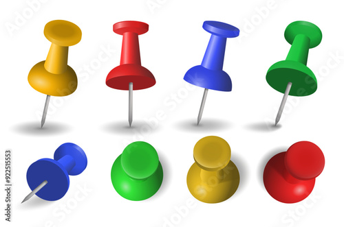 multi colored pin realistic sharp for pinning board or corkboard