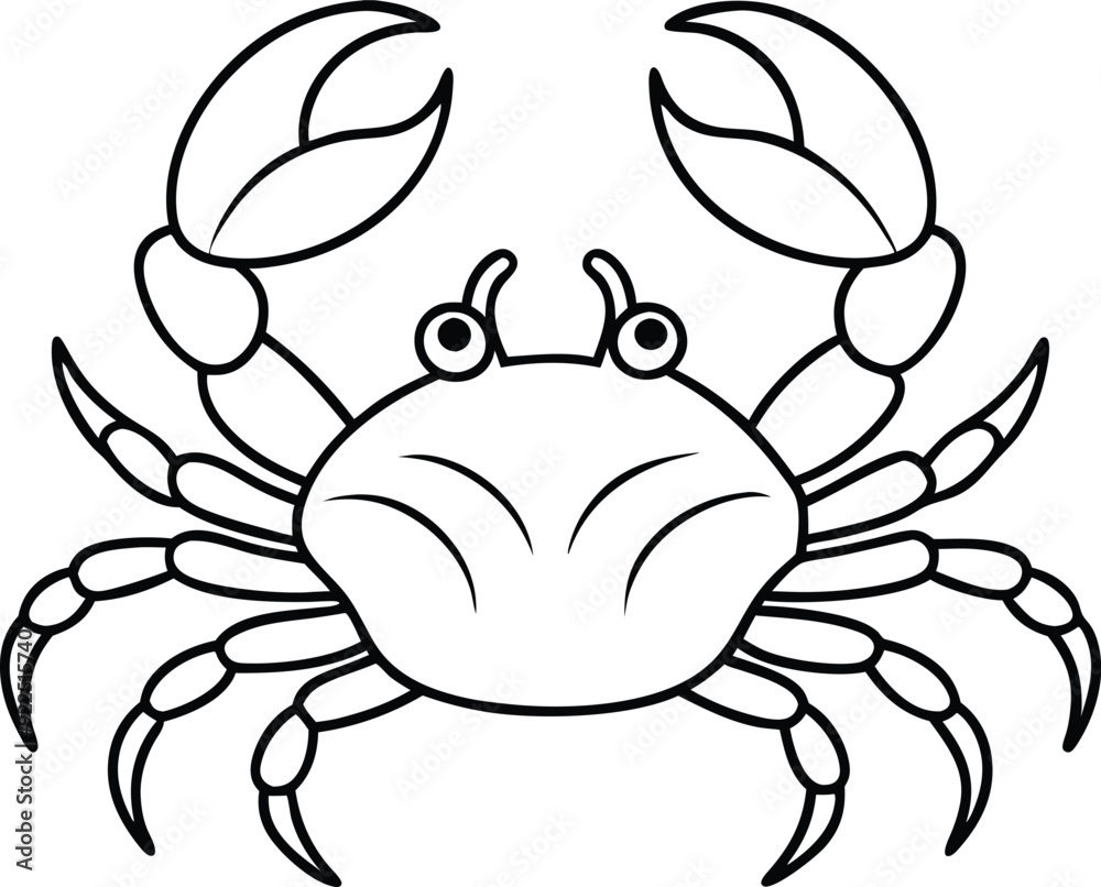 line art of a crab, vector illustration 
