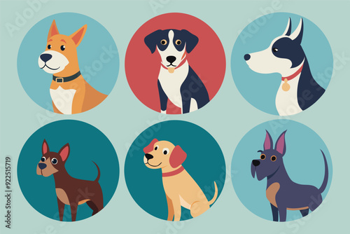 Hand drawn dog breeds element collection