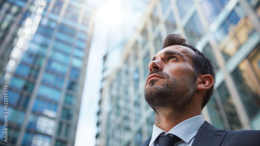 Businessman in deep thought downtown Businessman in deep thought downtown